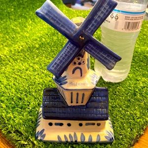 Blue and white windmill